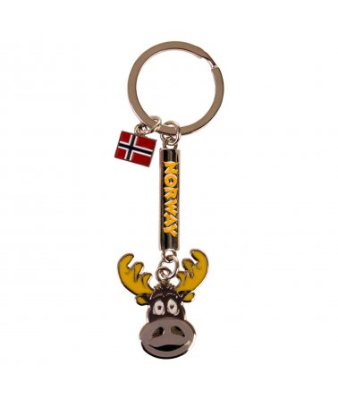 Přívěsek na klíče se sobem a norskou vlajkou