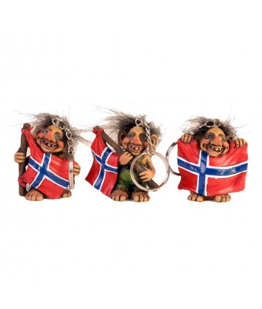 Přívěsek na klíče s norským trollem a vlajkou