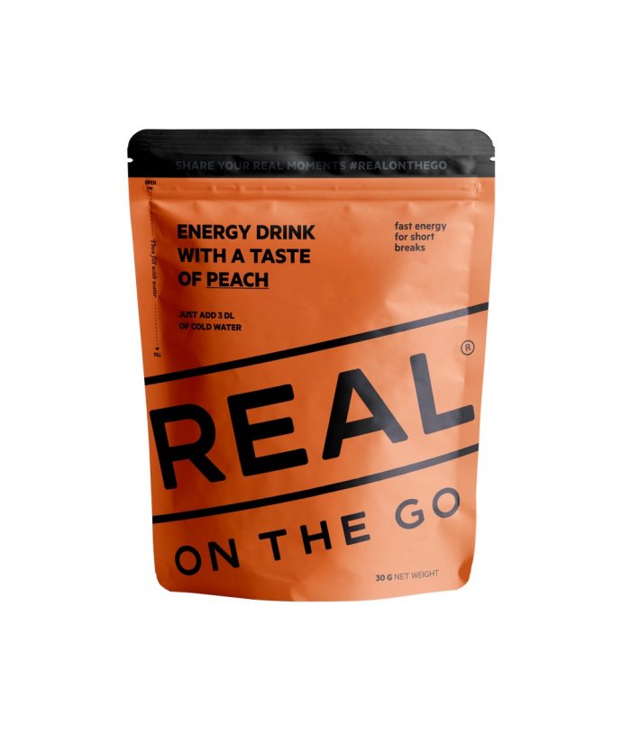 Real On the Go - Energy drink s příchutí broskve