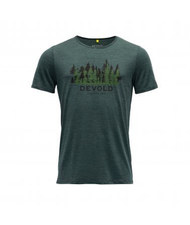 Pánské merino triko s krátkým rukávem Devold Ornakken Forest