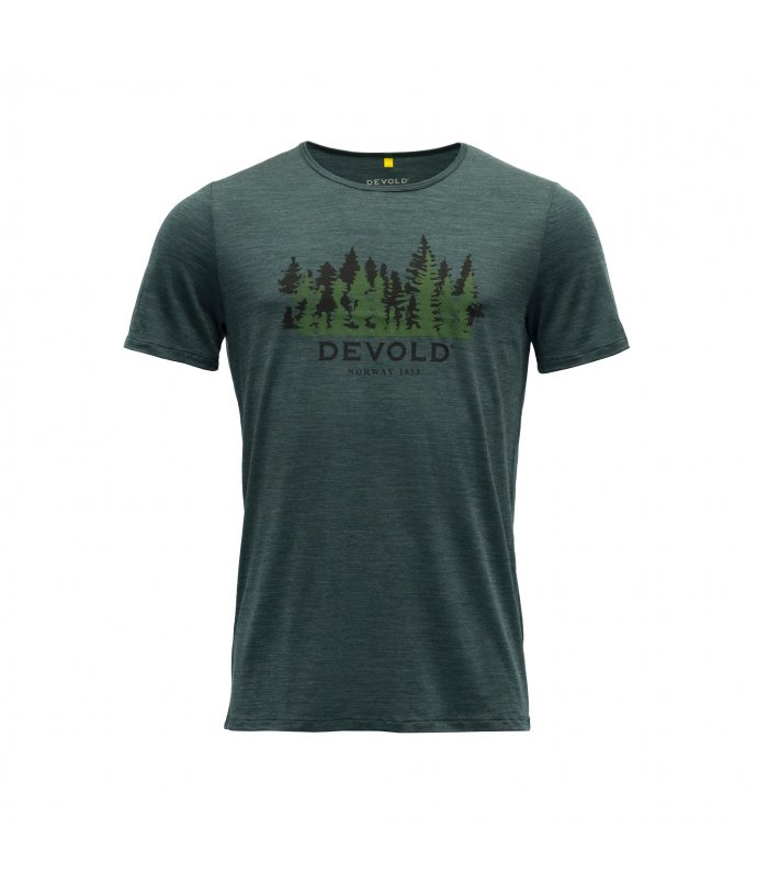 Pánské merino triko s krátkým rukávem Devold Ornakken Forest